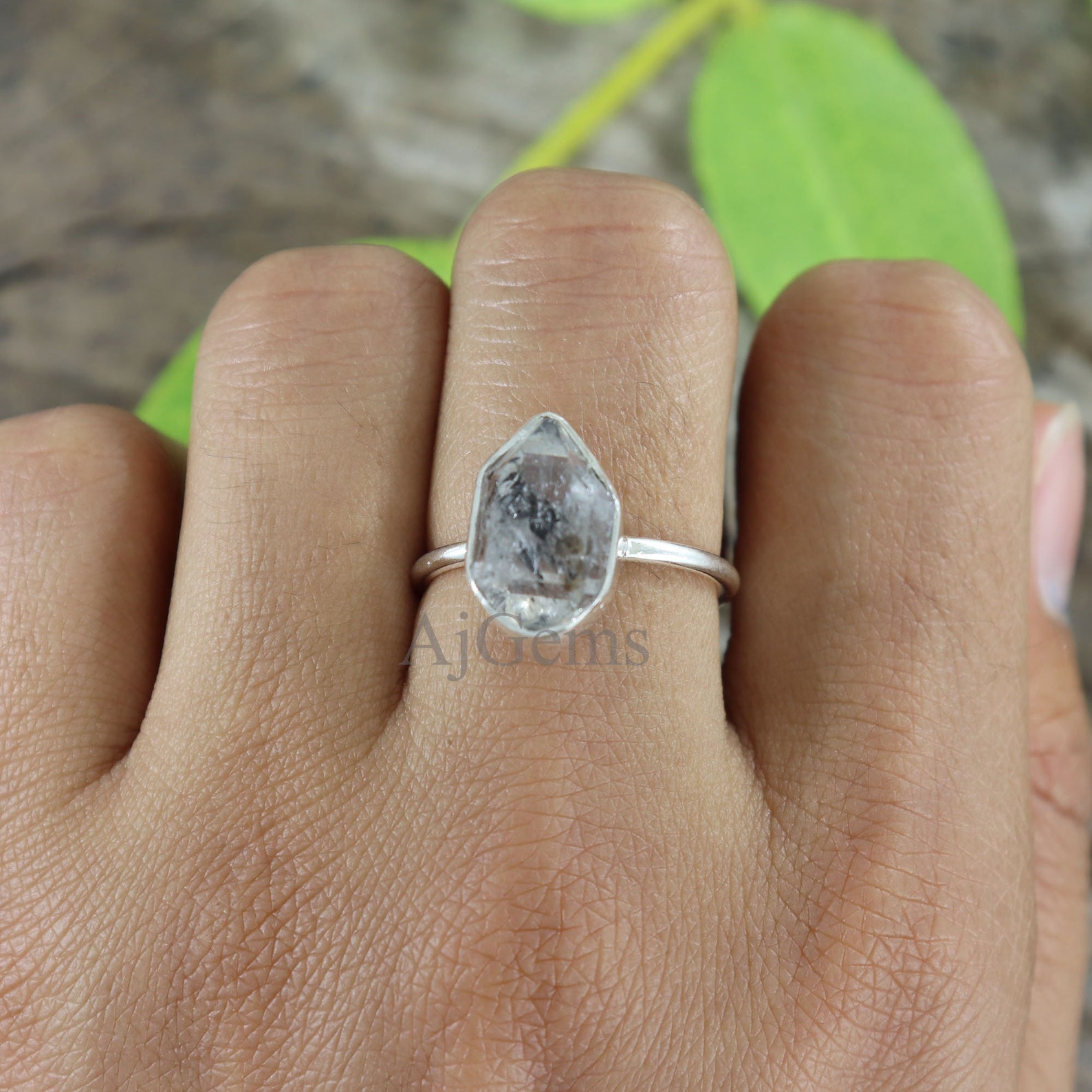 Herkimer Diamond Ring Real Herkimer Diamond Crystal Ring Etsy