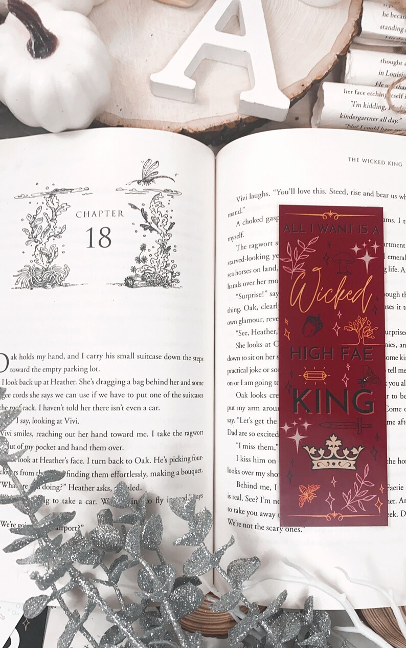 All I Want is a Wicked High Fae King BOOKMARK & BUNDLE option Black white red writer writer bookish bookworm booklover gift image 1