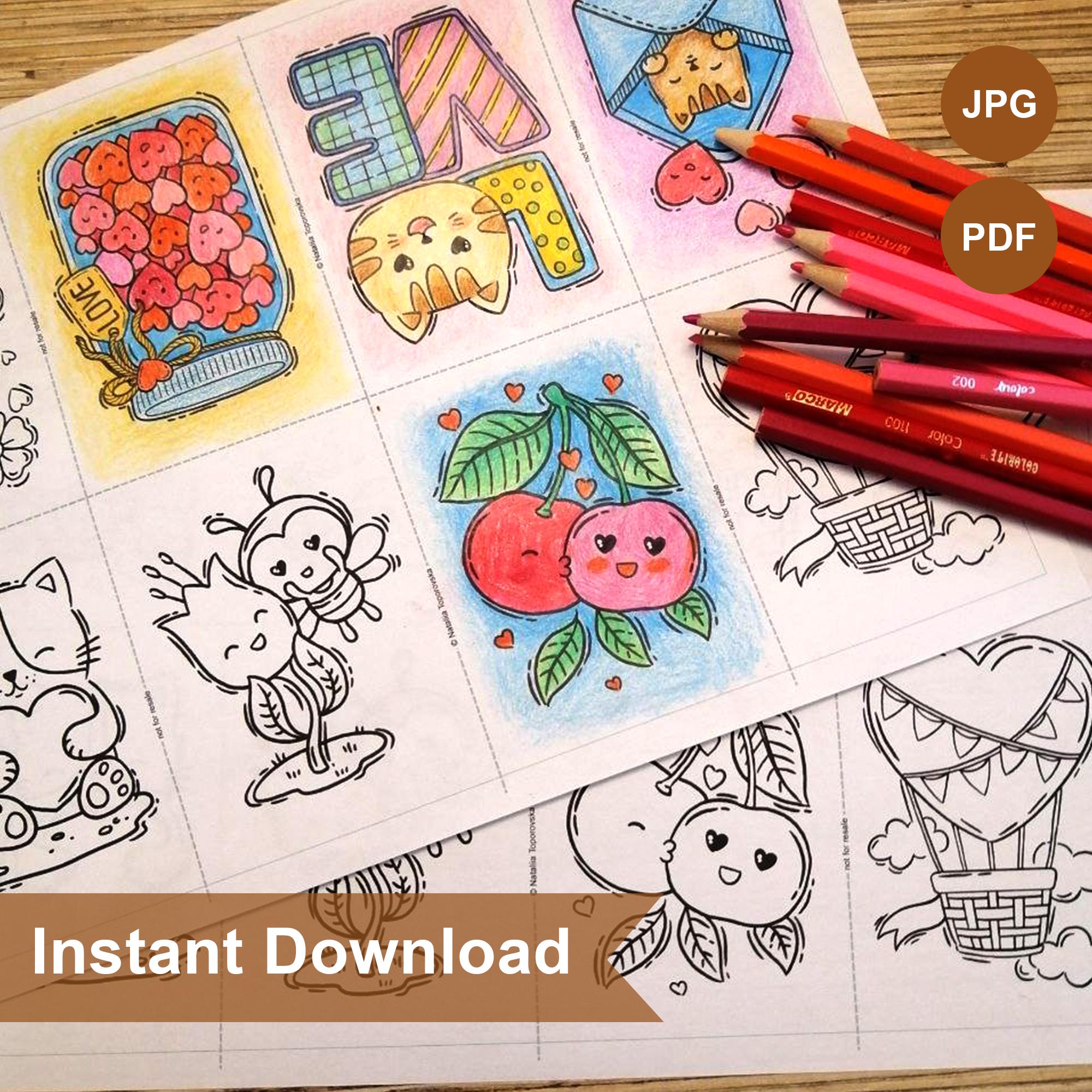 Tiny Mini Colouring Book | Printable Love Coloring Book | Digital ...
