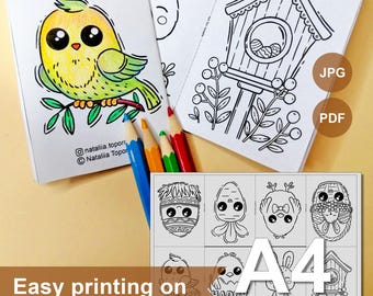 Petit mini livre de coloriage | Livre de coloriage de Pâques à imprimer | pages numériques imprimables JPEG, fichier PDF n°1 | Format A4 | Joyeuses Pâques à bricoler pour les enfants