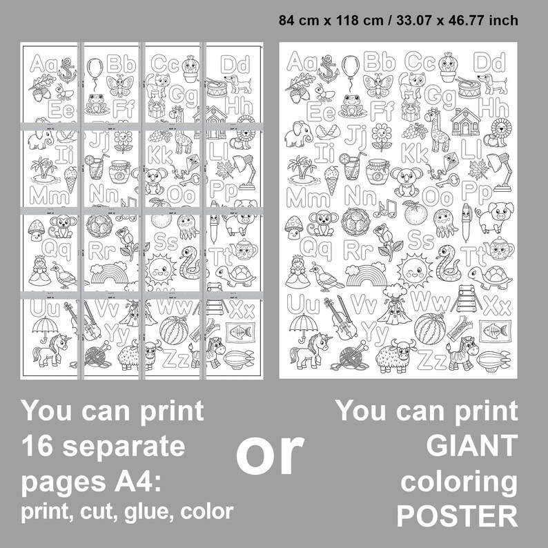 GIANT ABC Coloring | Printable Coloring Poster | Photo Zone ...