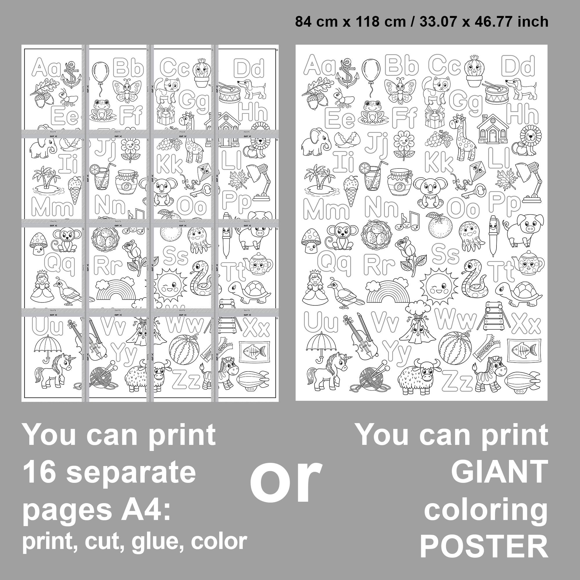 GIANT ABC Coloring | Printable Coloring Poster | Photo Zone ...