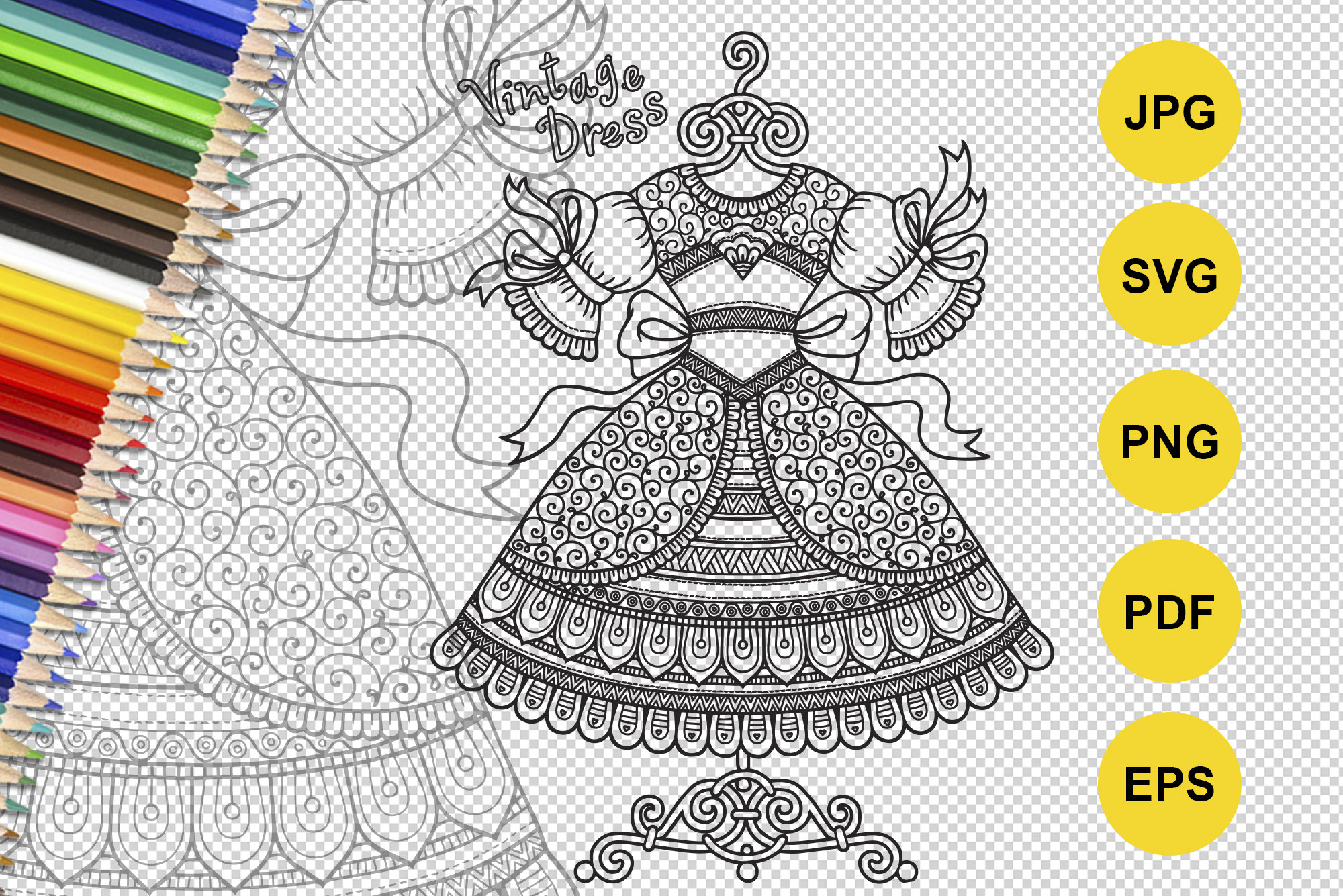 Vintage Mandala Hochzeit Prinzessin Kleid. Druckbare - Etsy Österreich