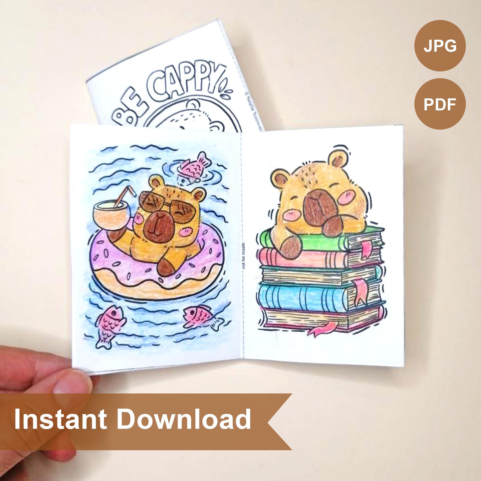 Capybara Mini Colouring Book | Printable Capybara Coloring Book ...
