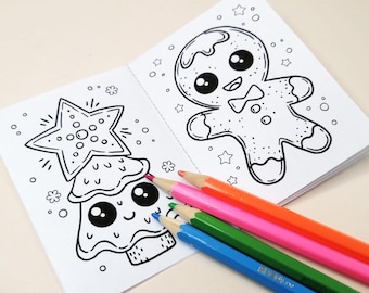 Minilibro para colorear / Libro para colorear navideño imprimible / Páginas digitales imprimibles en formato JPEG y PDF / Tamaño A4 / Manualidades navideñas para niños