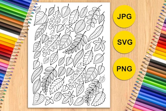 SVG autumn leaves / mandala style coloring /Printable