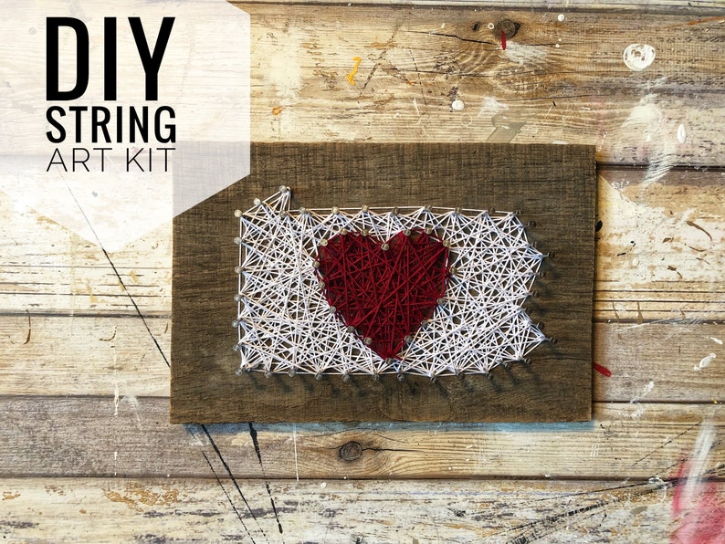 Rustic Home State String Art Kit State Love Sign DIY image 0
