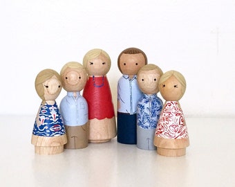 Custom Peg Doll Family, Wooden People, Farmhouse Decor, Bedroom Decor, Birthday gift, Mothersday Gift, Farmhouse, Country Home Decor