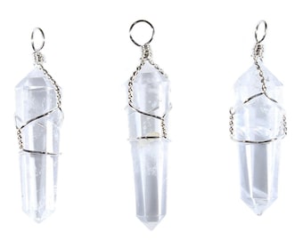 Clear Quartz Necklace-Crystal Point Necklace-Gemstone Necklace-Healing Crystal Necklace-Wire Wrap Pendant-Quartz Pendant-Crystal Healing