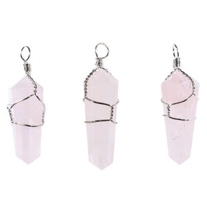 Rose Quartz Necklace-Crystal Point Necklace-Gemstone Necklace-Healing Crystal Necklace-Wire Wrap Pendant-Rose Quartz Pendant-Crystal Healing