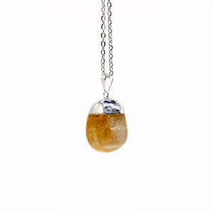 Citrine Tumbled Pendant-Crystal Necklace-Gemstone Necklace-Healing Crystal Necklace-Citrine Pendant-Crystal Healing