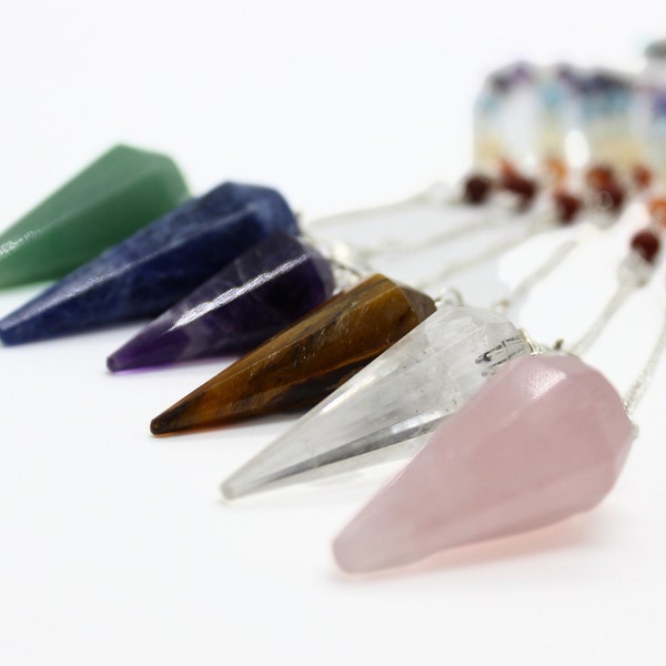 Crystal Pendulum with Chakra Chain-Assorted Crystal Point Pendulum-Choose from 5+ Styles-Healing Chakra Crystals-Reiki-Dowsing-Divination