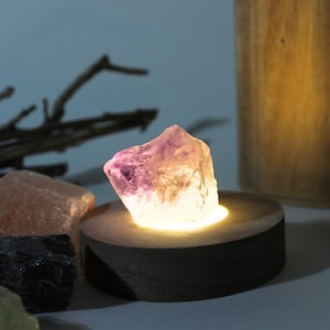 Chakra Crystal Lamp - LED Home Decor Feng Shui - 7 Chakra Raw Gemstones - Boho Accessory - Night Light for Sleep