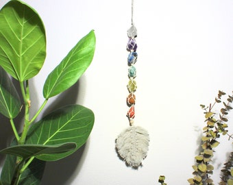 7 Chakra Crystal Hanging Decor - Raw Gemstones Macramé Home Decor - Hand Made - Spiritual - Boho Accessory