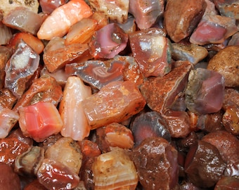 Red Carnelian | Raw Crystals from India | Rough Rocks for Lapidary and Tumbling | Wholesale Bulk Crystal | Cabochons