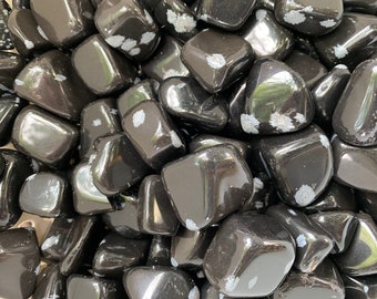 Snowflake Obsidian Cubed Tumbled Gemstone-Tumbled Snowflake Obsidian-Polished-Bulk Crystal-Wholesale Crystal-1, 5, 1/4, 1/2, 1 LB