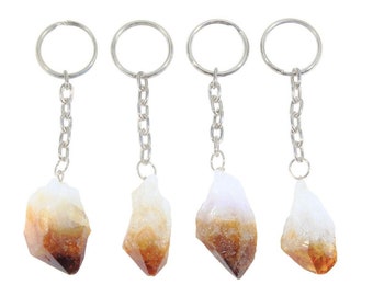 Citrine Keychain-Citrine Crystal Keychain-Citrine Point Keychain-Unique Keychain-Gemstone Keychain-Raw Citrine Crystal Point Keychain