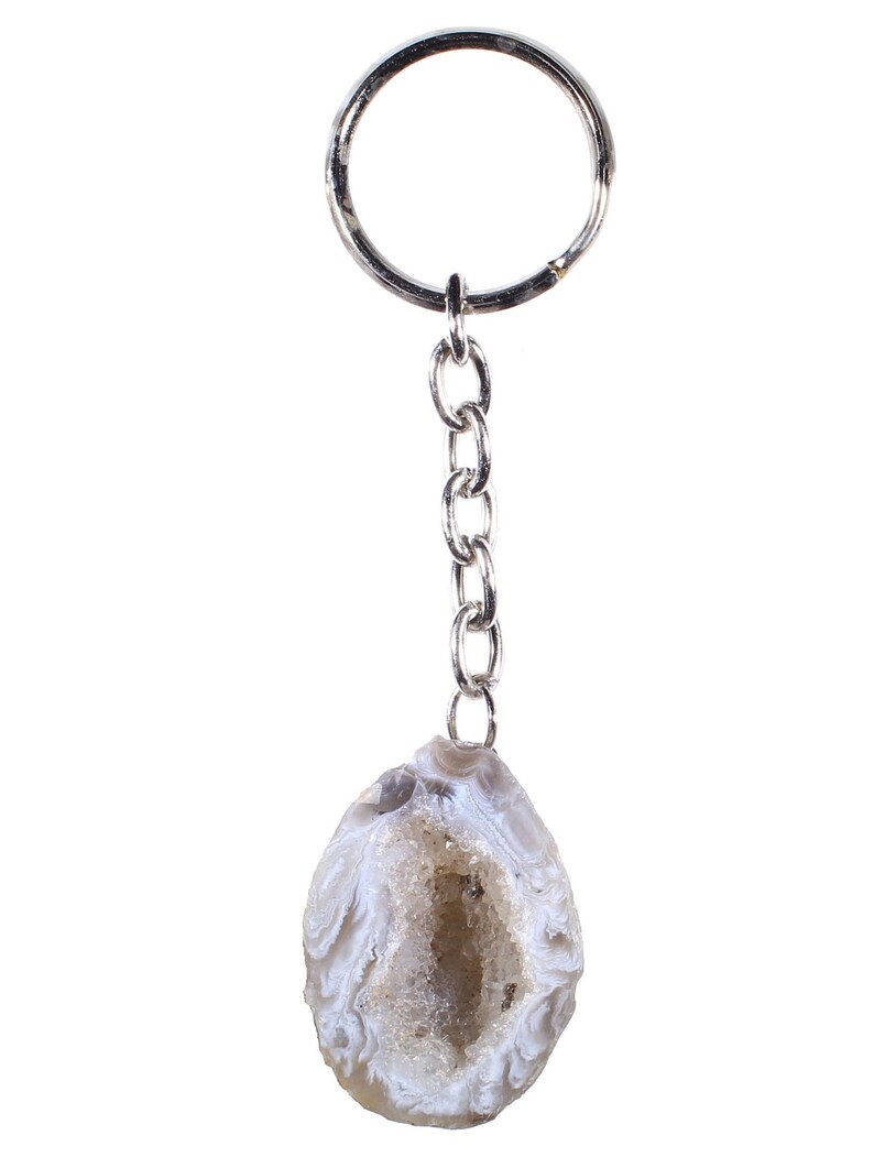 Oco Agate Geode Keychain-Crystal Keychain-Crystal Geode Keychain-Mini Agate Geode Keychain-Small Agate Geodes-Unique Gemstone Keychain image 4