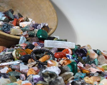 Crystal Confetti Scoop | Mystery Crystal Mix | Tumbled Gemstones | Raw Rough Stones | Cluster | Selenite, Hearts | Palo Santo | Unique Gifts