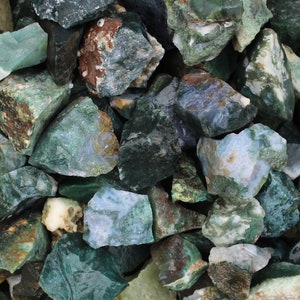 Moss Agate | Raw Crystals from India | Tumbling Rough Rocks for Crafts and Hobbies | Raw Moss Agate Crystals | Bulk Wholesale Crystals |