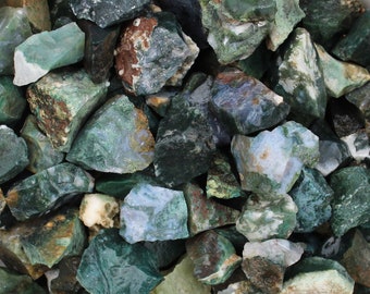 Moss Agate | Raw Crystals from India | Tumbling Rough Rocks for Crafts and Hobbies | Raw Moss Agate Crystals | Bulk Wholesale Crystals |