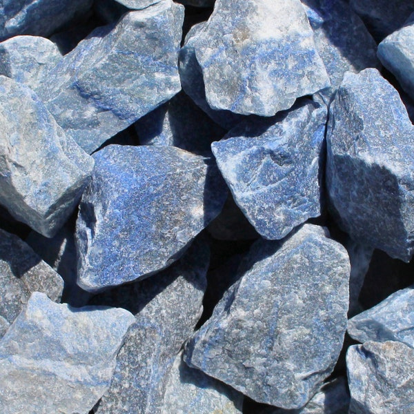 Blue Quartz I Large Rough Rocks for Tumbling I Size: 2" - 3" I 1 LB Bulk Rough Rocks I Wholesale Bulk Options I Decorate Stones - Lapidary