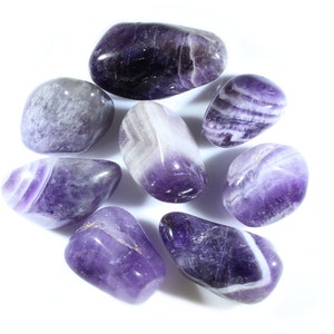 Amethyst Tumbled Gemstones-Banded Amethyst-Polished Stones-Tumbled Stones-Bulk Crystals-Reiki-Wholesale Crystals-Healing Crystals
