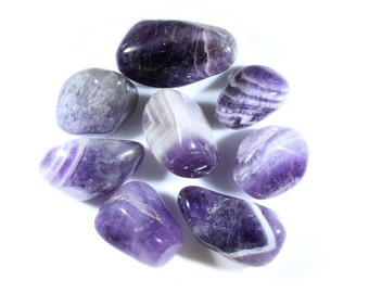 Amethyst Tumbled Gemstones-Banded Amethyst-Polished Stones-Tumbled Stones-Bulk Crystals-Reiki-Wholesale Crystals-Healing Crystals