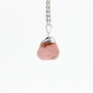 Rose Quartz Tumbled Pendant-Crystal Necklace-Gemstone Necklace-Healing Crystal Necklace-Rose Quartz Pendant-Crystal Healing