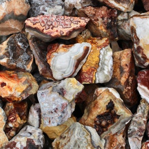 Crazy Lace Agate Tumbling Rough Rocks - Raw Crystals from Mexico - Bulk Wholesale Rough Stones - Decorative Stones -Lapidary- 1LB options