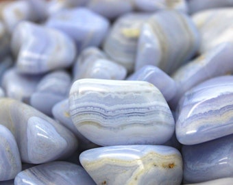 Blue Lace Agate Tumbled Gemstone-Size SM & MED-Blue Lace Polished Gemstones-Tumbled Stones-Healing Crystals-Bulk Crystal-Wholesale Crystal