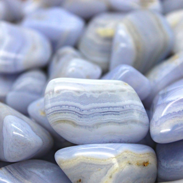 Blue Lace "A Grade" Agate Tumbled Gemstone-Blue Lace Agate-Polished Gemstones-Tumbled Stones-Healing Crystals-Bulk Crystal-Wholesale Crystal