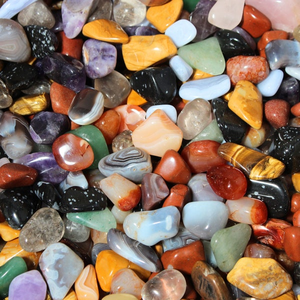 Mini Assorted Mix of Tumbled Gemstones | 0.5" - 1" Small Mix Sizes Tumbled | Bulk Sizes Available | Wholesale Option | Jewelry | Home Decor