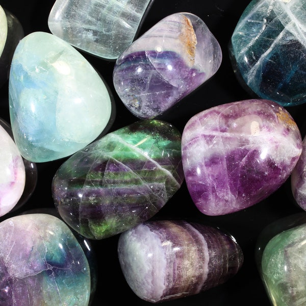 Fluorite "A Grade" Large Tumbled Stones-Fluorite Gemstones-Rainbow Fluorite Stone-Bulk Tumbled Stones-Wholesale Stone-Polished Stone