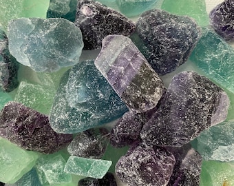 Rough Rainbow Fluorite ‘Oiled’ Gemstones| Enhanced Colors | 1 LB Bulk Fluorite Crystals | Raw Fluorite | Rough Rocks, Bulk Wholesale Crystal