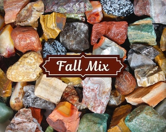 Seasonal "Fall" Rough Mix | 10 Stone Variety | Tumbling | Madagascar, Brazil, Mexico | Raw Crystal | Wholesale Bulk Crystal Gemstone