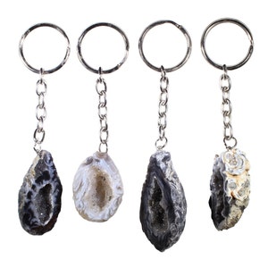 Oco Agate Geode Keychain-Crystal Keychain-Crystal Geode Keychain-Mini Agate Geode Keychain-Small Agate Geodes-Unique Gemstone Keychain image 1