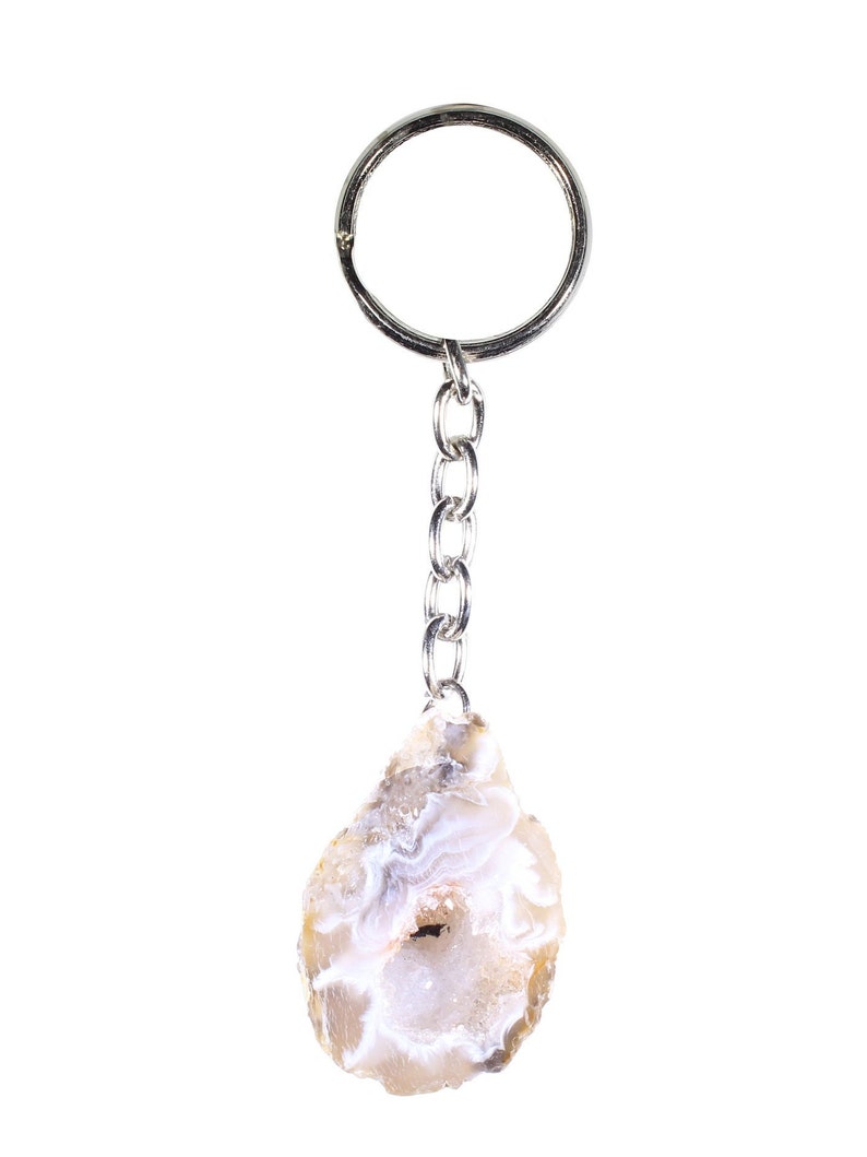 Oco Agate Geode Keychain-Crystal Keychain-Crystal Geode Keychain-Mini Agate Geode Keychain-Small Agate Geodes-Unique Gemstone Keychain image 3