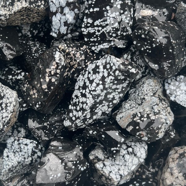 Snowflake Obsidian Raw Natural Stones, Raw Snowflake Obsidian Crystals, Obsidian Bulk, Rough Rocks, Bulk Crystals, Wholesale Crystals