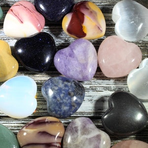 Gemstone Hearts | 1&quot; Crystal Hearts | Assorted Stone Hearts | Choose from 10+ Types | Healing Crystals | Healing Stones | Rose Quartz