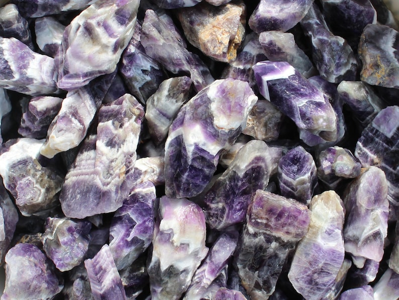 Chevron Banded Amethyst | Large Rough Rocks for Tumbling | Size 1.5 ...