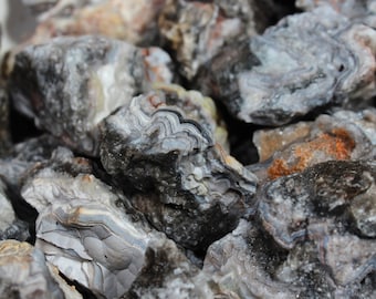 Tuxedo Lace Agate | Tumbling Rough Rocks from Mexico | Medium and Large | Lapidary Stones for Cabbing and Slabbing | Bulk Wholesale Rough