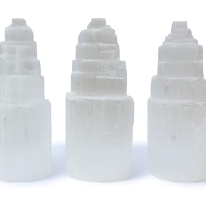 Raw Selenite Towers-4&quot; Selenite Crystal Towers-Natural Satin Spar Gypsum-Selenite Tower-Raw Selenite Stone Tower-Healing Crystal Stones
