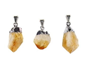 Citrine Necklace-Raw Citrine Crystal Necklace-Raw Citrine Silver Pendant-Raw Citrine Pendant-Citrine Jewelry-November Birthstone Necklace
