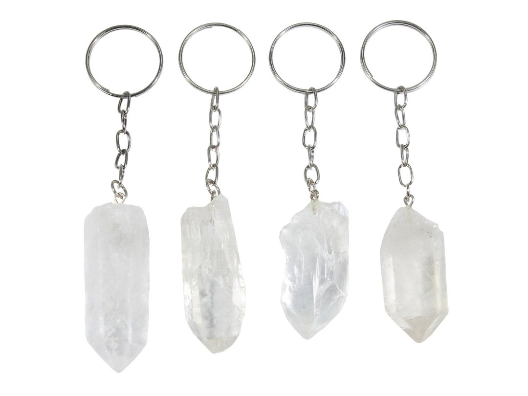 Quartz Point Keychain-crystal Keychain-clear Quartz Keychain-natural ...