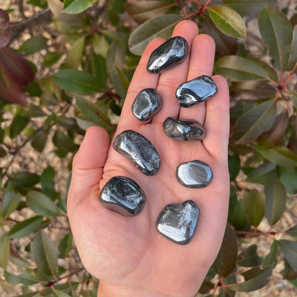 Hematite Stone - A Grade Magnetic Tumbled Hematite-Polished Hematite-Healing Crystals-Bulk Crystals-Wholesale Crystals-Magnetic Stone