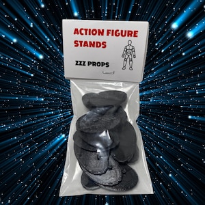 30 Oval Action Figure Display Stand for 3.75 inch Figures.  30 count.  Ideal for displaying posable figures.  Vintage Action Figures Stands