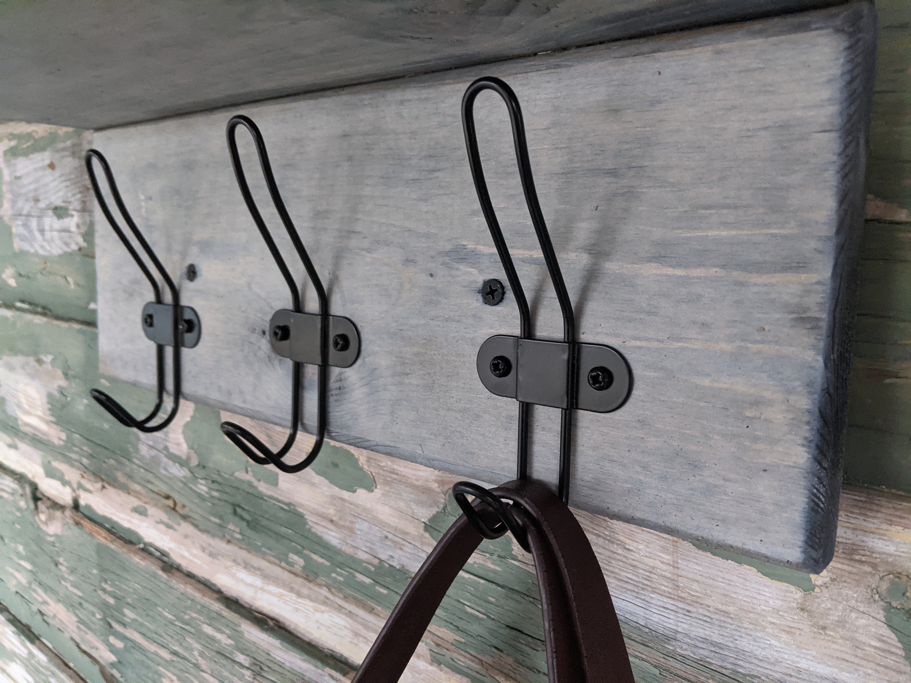 Gray Wash Coat Rack Shelf Combo Pine Wall Mounted Coat Rack Etsy