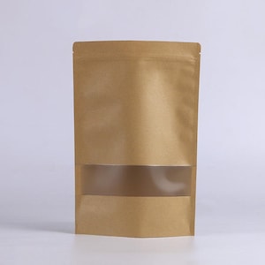 Kraft Stand Up Pouches | Almost 7 X 10 | Heat Sealable, Zip lock, Food storage bags |