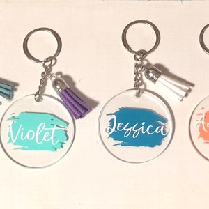 Round keychain/ personalized tassel keychain/ acrylic keychain/